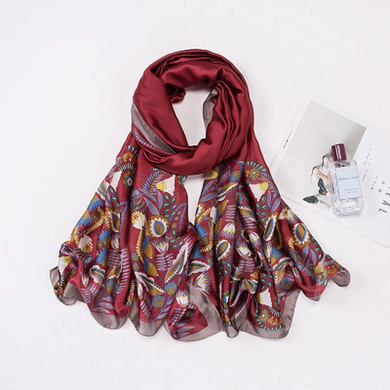 Muslim headscarf female printed gifts satin long scarf imitated silk sunscreen shawl scarf