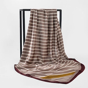 Simple temperament wild square summer sunscreenscarf silk striped printing scarf silk