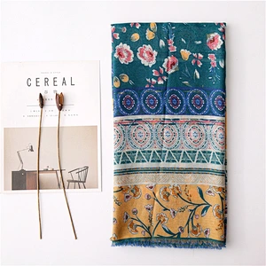 Women's Thin Floral Print Sun Shawl Long wholesale national wind  polyester geometric scarf