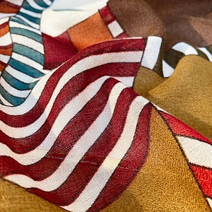 Factory direct sales summer new cotton and linen long satin check pattern cotton and linen hemp scarf