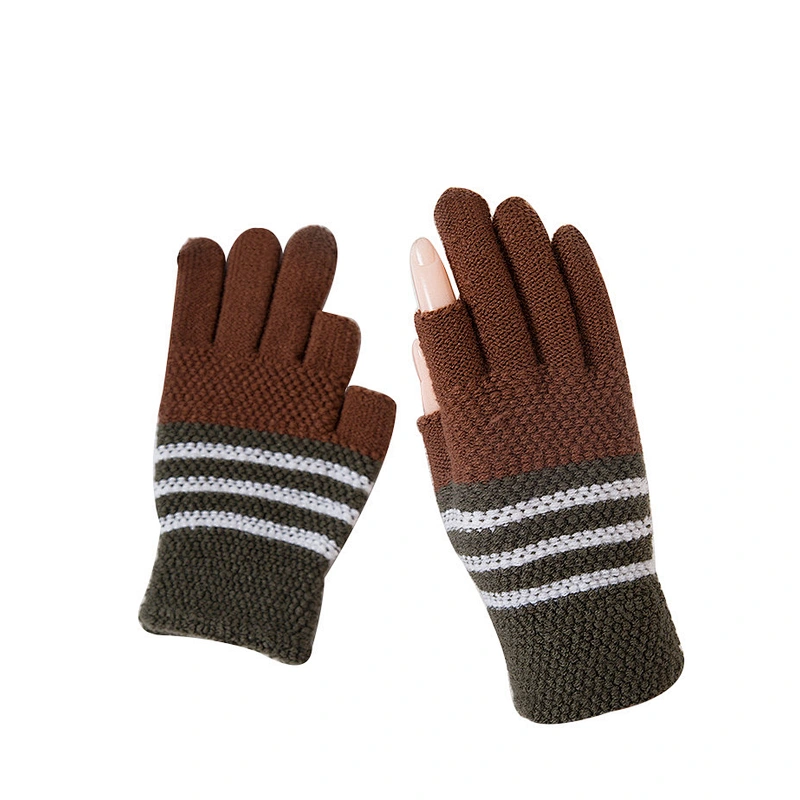 New Design Winter Knitted Warm Gloves Student Writing Gloves
