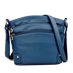 High quality women triple zip pocket large capacity single shoulder bag crossbody bag