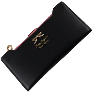 Newest women long zipper wallet high capacity fashion bowknot leather zipper lady wallet