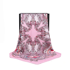 Muslim ladies cashew nut printed sunscreen scarf women twill silk square scarf headscarf