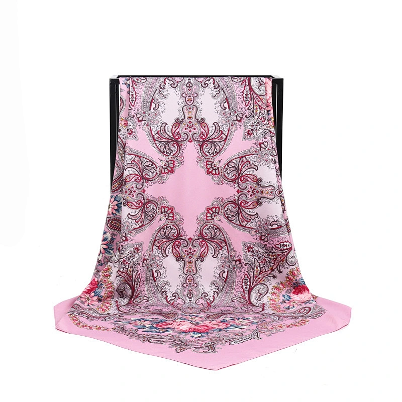 Muslim ladies cashew nut printed sunscreen scarf women twill silk square scarf headscarf