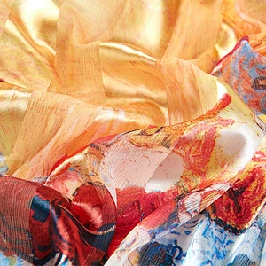 High-end gift oil painting stripe sunscreen long shawl scarf wholesale fashion ladies silk scarf