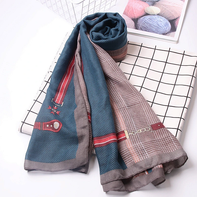 Chain shawl high imitation linen material female beach sunscreen beach custom polyester scarf