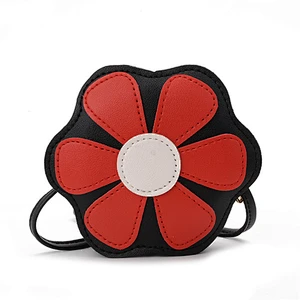Hot sale children pu mini flower shape bag zipper inclined single shoulder bag crossbody bag