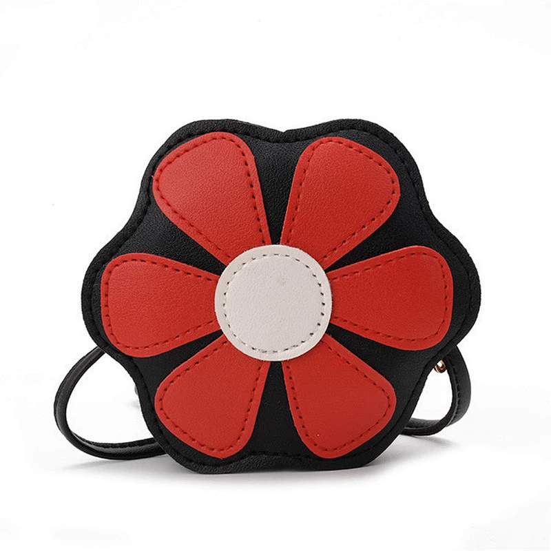 Hot sale children pu mini flower shape bag zipper inclined single shoulder bag crossbody bag