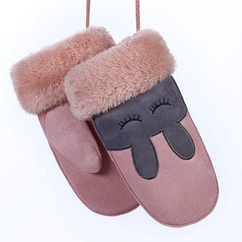 Faux Suede Cute Unisex Kids Winter Child Cartoon Mittens Gloves