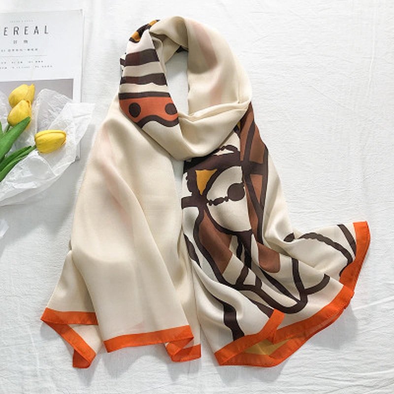 Factory wholesale contrast color printed wholesale long pashmina silk shawl scarf