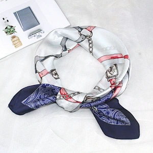 2020 new ladies printed small square scarf collar belt chain women printed square silk scarf