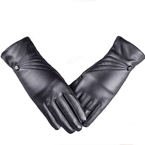 Fashion Leather Gloves Touchscreen Winter Warm Gloves For Lady