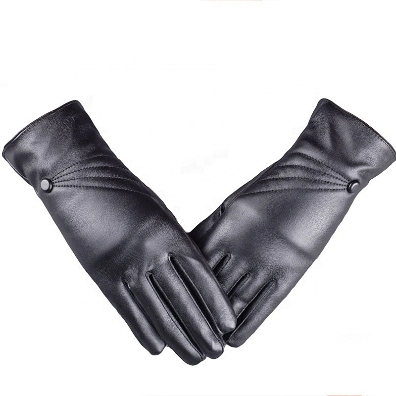 Fashion Leather Gloves Touchscreen Winter Warm Gloves For Lady