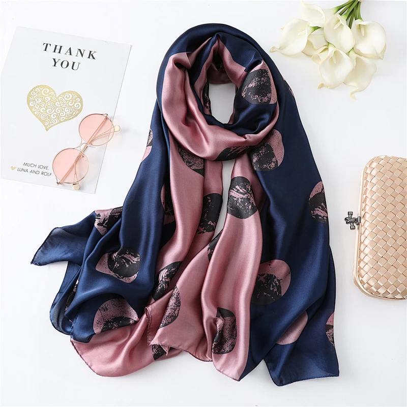 Circular printed simulation silk decorative scarf women silk scarves wholesale pashmina scarf shawl