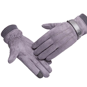 Chamois Leather Gloves Thick Warmth Cycling Riding Touch Screen Winter Gloves