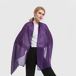 All-match ladies color bronzing sunscreen shawl polyester solid color travel beach hijab muslim shawl