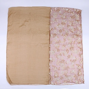 New lace stitching ladies casual pure monochrome hollow simulation silk scarf muslim long lace shawl women