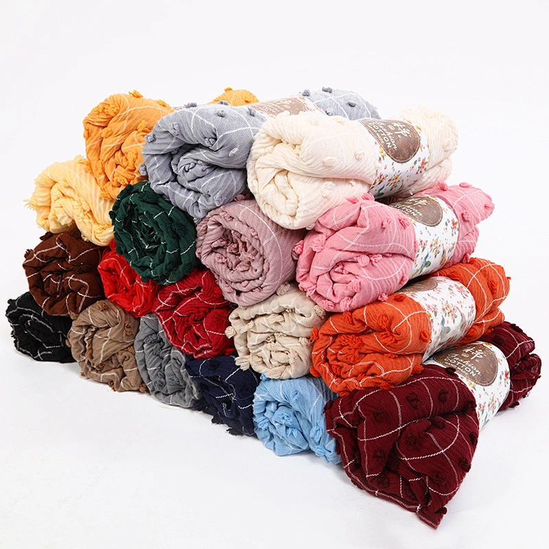 Multicolor optional female creased plaid soft muslim wool cashmere scarf winter women