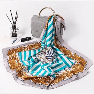 New real silk satin professional small neck square scarf printed luxury square silk scarf