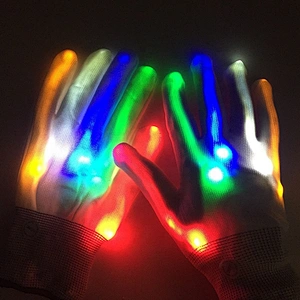 Party Supplies Multi Colors Light Show LED Rave Finger Lighting Gloves Flashing Satin LED Glow Party Gloves