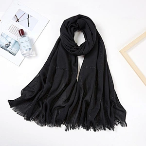 Gold thread woven lattice short tassel scarf polyester multifunctional muslim woman headscarf