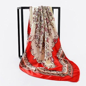 Manufacturers wholesale small square scarf simulation silk scarves  digital print silk satin square scarf