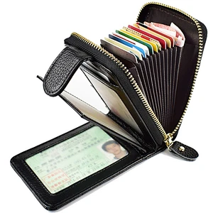 Fashion newest ladies card holder wallet custom high quality short genuine leather wallet