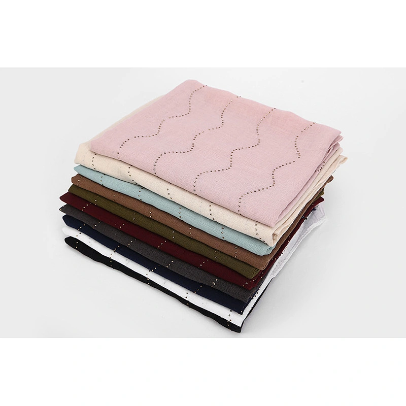 Muslim fashion warm single-head feather stitching solid color plain ladies cotton shawl hijab scarfs