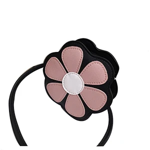 Hot sale children pu mini flower shape bag zipper inclined single shoulder bag crossbody bag