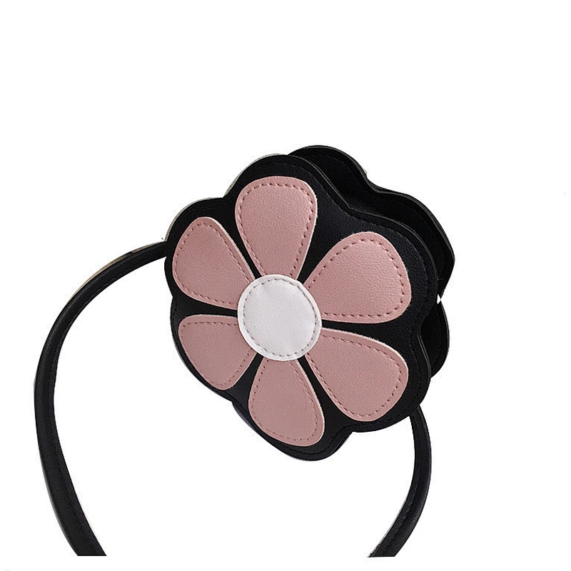 Hot sale children pu mini flower shape bag zipper inclined single shoulder bag crossbody bag