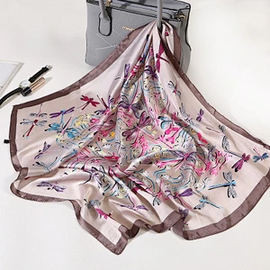 Elegant fashion silky simulation silk summer sunscreen women silk square shawl ladies silk scarves