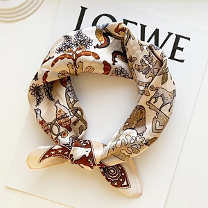 Simple Fashion Lady sunscreen Silk Scarf 53cm promotional small silk scarves square silk scarf