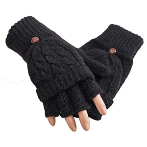 Women's Winter Gloves Warm Knitted Convertible Fingerless Mittens