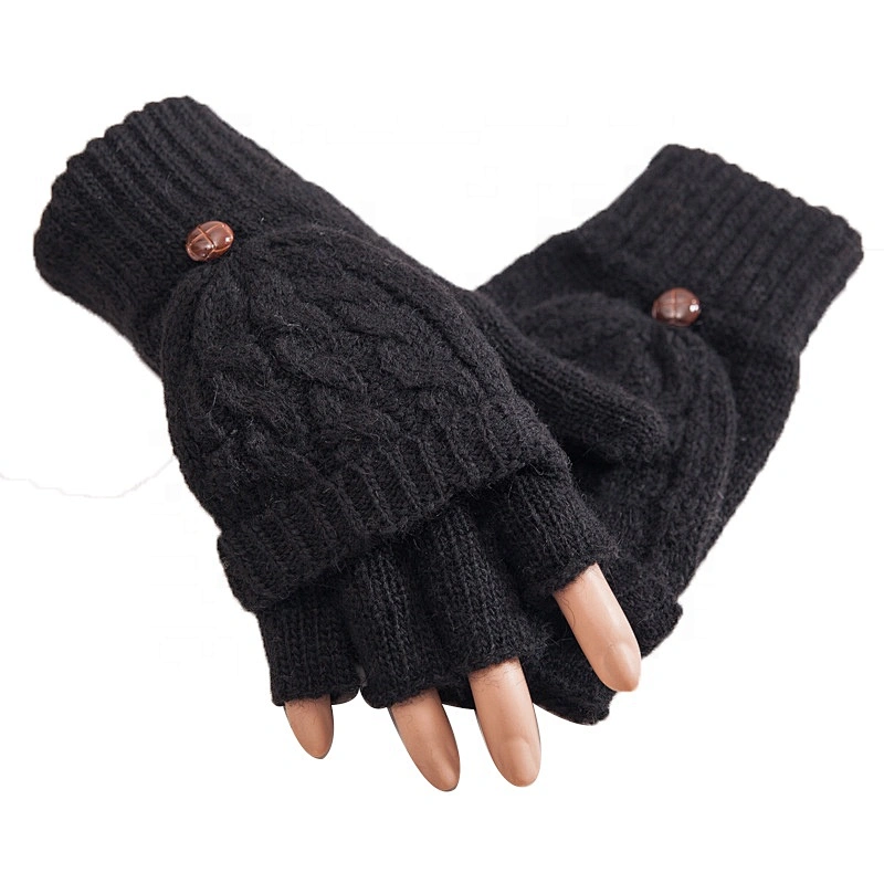Women's Winter Gloves Warm Knitted Convertible Fingerless Mittens