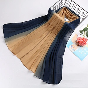 High-quality hand-painted gradient shawl pearl chiffon plain hijabs women headscarf hijab