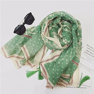 2018 New ladies fashion printing tassel ethnic style 180 * 100cm cotton scarf plain custom