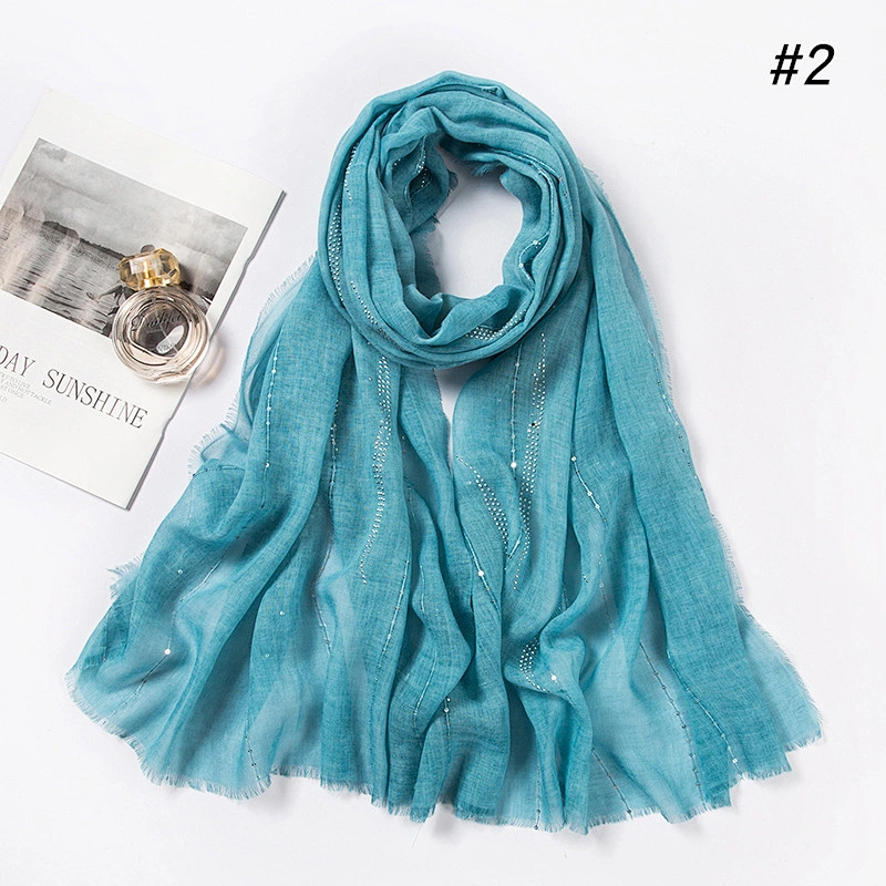 New Malaysian wholesale sequins hot rhinestone blended tie-dye hot drill muslim long hijab