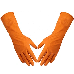 Yellow Latex Rubber Gloves Kitchen Dishwashing Household Latex Rubber Gloves
