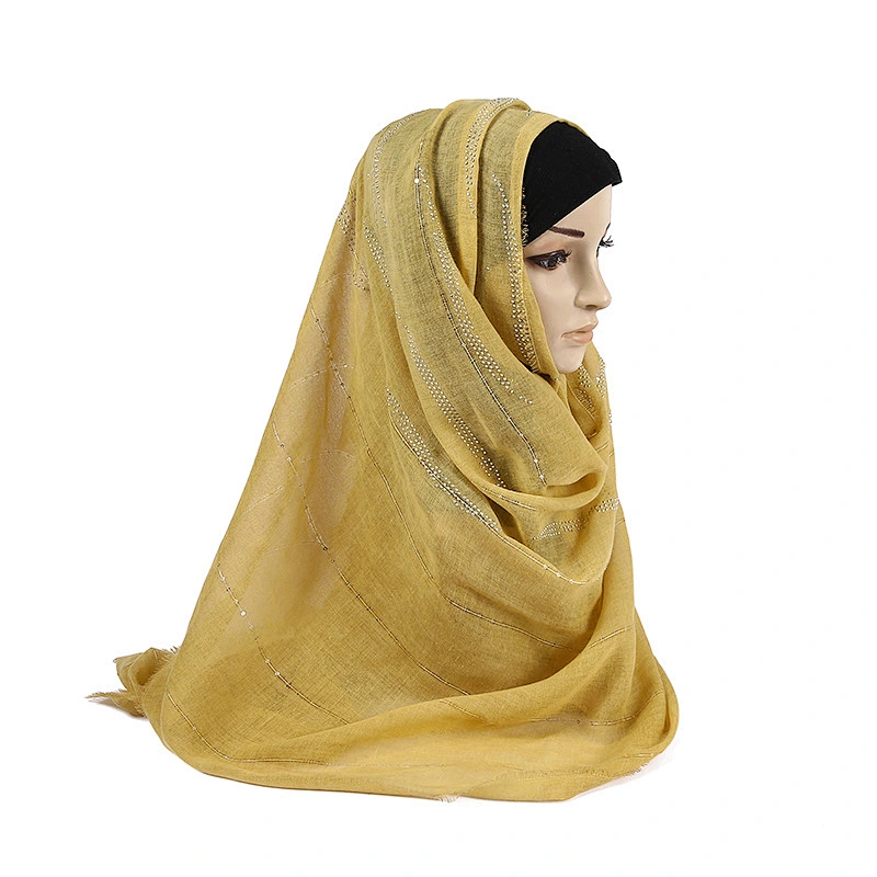 New Malaysian wholesale sequins hot rhinestone blended tie-dye hot drill muslim long hijab