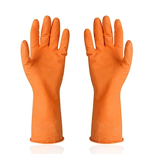 Yellow Latex Rubber Gloves Kitchen Dishwashing Household Latex Rubber Gloves