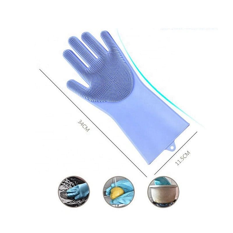 Multi Colors silicone scrubber gloves Cleaning Brusher Rubber Household Washing Dishes Gloves For Kitchen