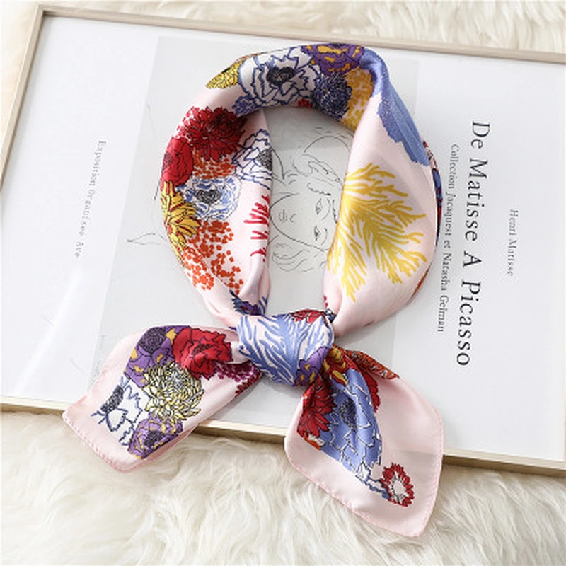 Personalized wild floral printed sunscreenscarf small silk square scarf digital print