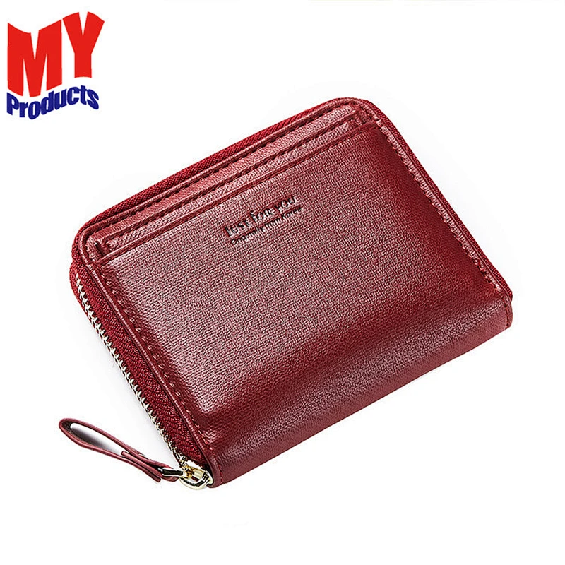 Customized Leather Women Lady Slim Travel Short Wallet For Woman