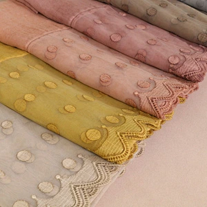 Muslim hijab tie-dyed plain weave solid color wholesale lace hijab scarves cotton ladies long scarf