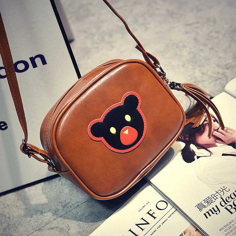 Girls PU Leather Embroidery Messenger Bag Cute Crossbody Bag For Kids
