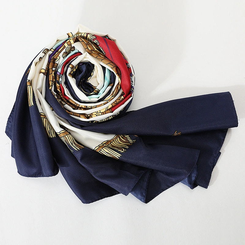 Oversized sunscreen scarf twill silk cheap reversible printing silk shawl wholesale