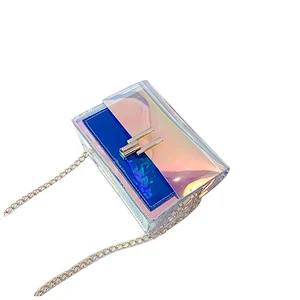 New Fashion Chain Tote Crossbody Bag Laser Women Transparent Shoulder Bag