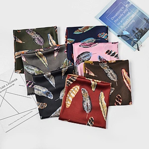 Classic wild summer imitated silk feather sunscreen printing silk square scarf 90x90