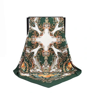 Muslim ladies cashew nut printed sunscreen scarf women twill silk square scarf headscarf